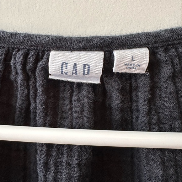 GAP Black V-Neck Tiered Cotton Tunic Sz. L - Picture 3 of 10